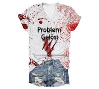 Generisch T-shirt imprimé pour femme, manches courtes, col rond, haut, chemisier, pull enveloppant pour femme, Rose, XL