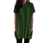 Generisch T-shirt long de yoga pour femme - Manches courtes - Col en V - T-shirt de sport d'été - Léger et respirant - Dos en maille filet - T-shirt de course - Fitness - Gym, T-shirt L1 vert armée, L