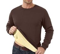 Generisch T-shirt long pour homme - Pull thermique doublé en polaire - Pull d'hiver surdimensionné - Col rond - Manches longues - Décontracté - Sportif - Sans capuche - Avec doublure en polaire, P