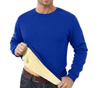Generisch T-shirt long pour homme - Pull thermique doublé en polaire - Pull d'hiver surdimensionné - Col rond - Manches longues - Décontracté - Sportif - Sans capuche - Avec doublure en polaire, P