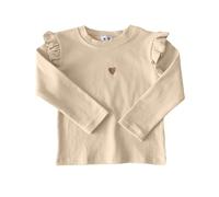 Generisch T-shirt pour enfant - Cœur brodé - Manches longues - En coton - Sous-vêtements décontractés - Haut décontracté - Pour tous les jours - École - Haut basique avec motifs brodés - Coupe douce