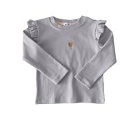 Generisch T-shirt pour enfant - Cœur brodé - Manches longues - En coton - Sous-vêtements décontractés - Haut décontracté - Pour tous les jours - École - Haut basique avec motifs brodés - Coupe douce