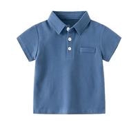 Generisch T-shirt pour enfant - Polo pour garçon - En coton piqué - Pour l'école - Manches courtes, bleu ciel, 4-5 ans