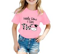 Generisch T-shirt pour fille 2e anniversaire « Holy Cow I am Two » - T-shirt d'anniversaire amusant avec motif de vache - Haut pour 2 ans