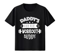 Generisch T-shirt pour garçon avec inscription amusante « Workout Buddy » - T-shirt à manches courtes avec graphique d'haltère - Joli cadeau pour le petit partenaire d'entraînement