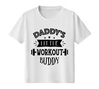 Generisch T-shirt pour garçon avec inscription amusante « Workout Buddy » - T-shirt à manches courtes avec graphique d'haltère - Joli cadeau pour le petit partenaire d'entraînement