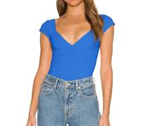 Generisch T-shirt sexy pour femme avec col en V profond et manches courtes Tunique pour femme à manches courtes, BU1, L