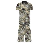 Generisch T-shirt tendance pour homme - 2 pièces - Imprimé ombré - Haut à manches courtes - Pantalon court en velours côtelé - Poche à cordon de serrage, autre, XL