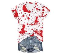 Generisch T-shirt unisexe avec imprimé « I'm Fine Blood » pour Halloween - Manches courtes - Avec imprimé en sang - Blessure de sang - Manches courtes, Rouge pastèque, S