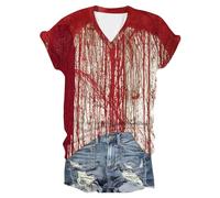 Generisch T-shirt unisexe avec imprimé « I'm Fine Blood » pour Halloween - Manches courtes - Avec imprimé en sang - Blessure de sang - Manches courtes, Gris 4., M
