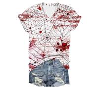 Generisch T-shirt unisexe avec imprimé « I'm Fine Blood » pour Halloween - Manches courtes - Avec imprimé en sang - Blessure de sang - Manches courtes, Rouge brique 3, L