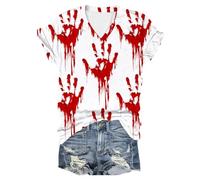 Generisch T-shirt unisexe avec imprimé « I'm Fine Blood » pour Halloween - Manches courtes - Avec imprimé en sang - Blessure de sang - Manches courtes, Blanc (1), XL