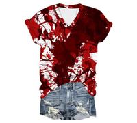 Generisch T-shirt unisexe avec imprimé « I'm Fine Blood » pour Halloween - Manches courtes - Avec imprimé en sang - Blessure de sang - Manches courtes, Rouge-1, M