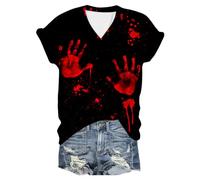 Generisch T-shirt unisexe avec imprimé « I'm Fine Blood » pour Halloween - Manches courtes - Avec imprimé en sang - Blessure de sang - Manches courtes, Noir-1, XXL