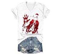 Generisch T-shirt unisexe avec imprimé « I'm Fine Blood » pour Halloween - Manches courtes - Avec imprimé en sang - Blessure de sang - Manches courtes, Gris 2, XXL