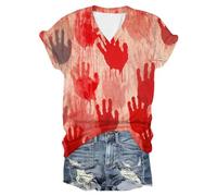 Generisch T-shirt unisexe avec imprimé « I'm Fine Blood » pour Halloween - Manches courtes - Avec imprimé en sang - Blessure de sang - Manches courtes, Bleu-2, S