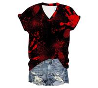 Generisch T-shirt unisexe avec imprimé « I'm Fine Blood » pour Halloween - Manches courtes - Avec imprimé en sang - Blessure de sang - Manches courtes, Noir-3, M