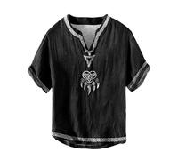 Generisch T-shirt viking d'été à manches courtes pour homme - Séchage rapide - T-shirt médiéval - Chemise de loisirs Y2k - Streetwear - Mythologie nordique - Coupe ajustée - T-shirt graphique