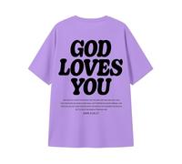 Generisch T-shirts chrétiens décontractés pour fille - Haut d'été confortable - Chemise graphique double face - Chemise à manches courtes - Léger et aéré - Col rond - Fente - Haut de sport - Chemises