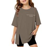 Generisch T-shirts chrétiens décontractés pour fille - Haut d'été confortable - Chemise graphique double face - Chemise à manches courtes - Léger et aéré - Col rond - Chemisier de sport - Chemises de
