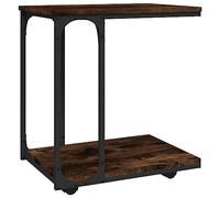 Generisch Table d'appoint avec roulettes en chêne fumé 50 x 35 x 55,5 cm en | Matériau en bois, résistant à l'humidité, quatre roulettes pivotantes, deux verrouillables, design en forme de C