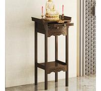 Generisch Table de sacrifice Bouddha avec tiroir - Autel en bambou pour salon, chambre, bureau, salle de bain - Couleur noyer - 54 cm - Décoration personnelle de salle de méditation