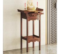 Generisch Table de sacrifice Bouddha avec tiroir Autel en bambou pour salon, chambre, bureau, salle de bain - Couleur noyer - 54 cm - Décoration personnelle de salle de méditation