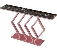 Generisch Table d'entrée en fer forgé avec plaque en pierre - Soudée à la main - Table décorative pour entrée, salon - 120 x 30 x 80 cm