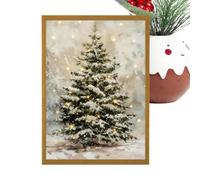 Generisch Tableau mural de Noël lumineux à LED - Décoration de Noël vintage | Image de paysage de neige comme décoration murale pour salon, salle à manger, chambre à coucher, dortoir d'étudiant