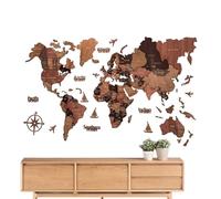 Generisch Tableau mural en bois - Panneau d'art détaillé, géographie moderne, décoration murale de coupe, pièce éducative robuste - Décoration parfaite pour le lieu de travail pour le salon, l'école S