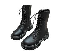 Generisch Talon fin fermeture éclair et talon moyen, bout rond, semelle épaisse, talon épais pour femme et chaussures d'hiver sexy, Noir , 38 EU