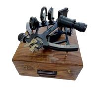 Generisch Tamaya Aluminium 1712 Sextant Noir 22,9 cm Objet de collection avec boîte en bois