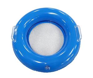 Generisch Tamis à sable flottant - Tamis gonflable - Panier filtrant à double maille - Tamis à sable pour dents de requin - Détection du métal - Poignée confortable - Accessoire léger - Bleu marine