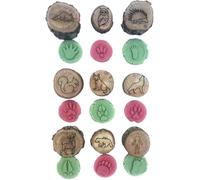 Generisch Tampon à empreintes d'animaux en bois - Kit d'apprentissage avec animaux de la jungle, de la ferme et de la forêt - Tampon en bois pour fournitures de bricolage, jouets de motricité et