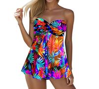 Generisch Tankini bandeau pour femme - Haut en maille - Sans bretelles - Sans bas - Noir - Débardeur de grossesse, bleu, L