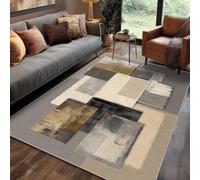 Generisch Tapis Carré Style Industriel Salon Chambre 150 x 150 cm, Tapis Mid Century Modern Géométrique Lavable Antidérapant Poil Ras, Style Industriel Moquette Descente De Lit, Decoration Intérieur