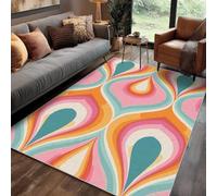 Generisch Tapis Groovy Salon Chambre 150 x 200 cm, Tapis Vintage Retro Année 70 Mid Century Modern Lavable Antidérapant Poil Ras, Groovy Moquette Descente De Lit, Decoration Intérieur