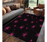 Generisch Tapis Mid Century Modern Salon Chambre 80 x 150 cm, Tapis Retro Vintage Noir Rose Lavable Antidérapant Poil Ras, Mid Century Modern Moquette Descente De Lit, Decoration Intérieur