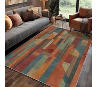 Generisch Tapis Mid Century Modern Salon Chambre 80 x 150 cm, Tapis Retro Vintage Orange Marron Lavable Antidérapant Poil Ras, Mid Century Modern Moquette Descente De Lit, Decoration Intérieur
