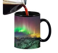 Generisch Tasse à café à changement de chaleur qui change de couleur | Tasse en céramique changeant de chaleur | Motif lumière du nord, tasse cool pour café, thé, changement de couleur magique