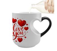 Generisch Tasse à café à changement de chaleur - Tasse en céramique avec poignée en forme de cœur - 325 ml - Tasse en céramique avec effet de couleur - Pour vacances, mariage, fête, thé, lait