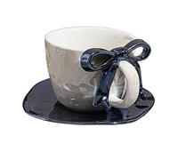 Generisch Tasse à café artistique en céramique - Motif ours mignon - Tasse à café en porcelaine avec anse - Tasse peinte à l'or - Convient pour servir du lait, du cappuccino, du thé et du café