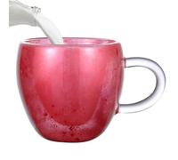 Generisch Tasse à café en forme de cœur, tasse à café isotherme à double couche, 8,7 x 8,1 cm, récipient au design élégant, facile à nettoyer et robuste, verre Java anti-brûlure pour filles, femmes