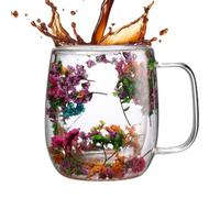Generisch Tasse à café en verre à double paroi - Tasse à fleurs séchées à