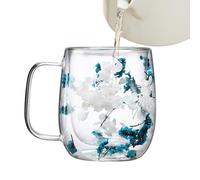 Generisch Tasse à café, tasse en verre à double paroi - Tasse en verre avec | Design de fleurs séchées pour café, tasse à café à double paroi résistante à la chaleur pour thé, expresso, café