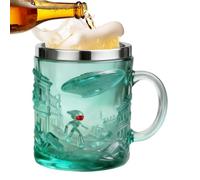 Generisch Tasse à thé - 200 ml - Tasse à eau 3D avec gaufrage extraterrestre - Gobelet avec bord en acier inoxydable - Pour cuisine, voyage, pause, matin, soirée
