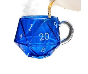Generisch Tasse à thé, tasse à eau cube polyédrique, tasse de jeu rare en verre D20 avec robuste pour la routine matinale de tasses de thé, les pauses, ajoute une nouveauté fantaisiste aux