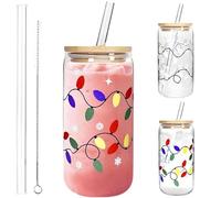 Generisch Tasse de Noël changeante de couleur, tasse à café en verre réutilisable pour café glacé, eau froide, thé, lait, cadeaux de fête de Noël (1)