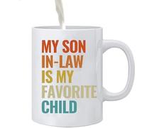 Generisch Tasse de voyage « Mon beau-fils est mon enfant » - Tasse à lait, « Mon beau-fils est mon enfant préféré », tasse en céramique pour belle-mère