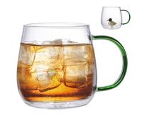 Generisch Tasse en verre animal 3D - 380 ml, élégante et transparente, tasse en verre borosilicate pour café, lait, thé, tasse à boire en verre borosilicate animal 3D | Tasse de dessin animé pour